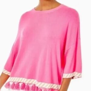 NWOT Lilly Pulitzer Ilene Sweater Pink with Tassel Trim Sz XXS